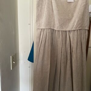 J. Crew Beige Pinstripe Sundress